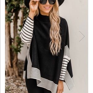 Pink lily black poncho